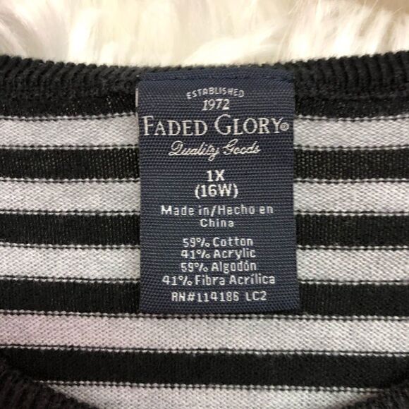 Faded Glory 1X striped half-button up sweater - Picture 7 of 8